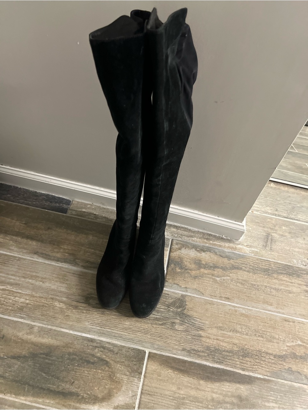Tory Burch Black Suede Over-the-Knee Boots